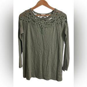 NWT J Jill Lace Inset Long Tunic Size Small Light Green